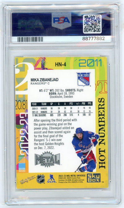 Mika Zibanejad 2022 Metal Universe Hot Numbers PSA 9