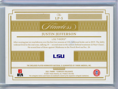 Justin Jefferson 2021 Panini Flawless Collegiate Legacy Patches relic red #'d 13/15