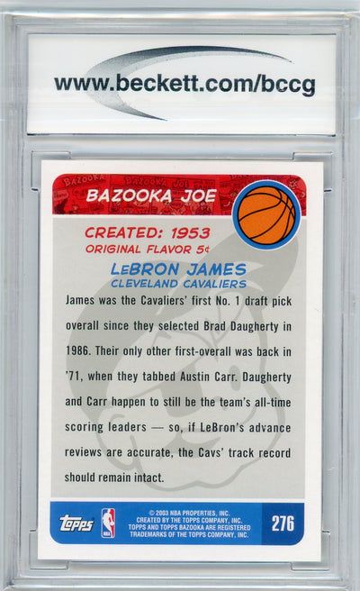 LeBron James 2003 Topps Bazooka rookie card #276 BCCG 9