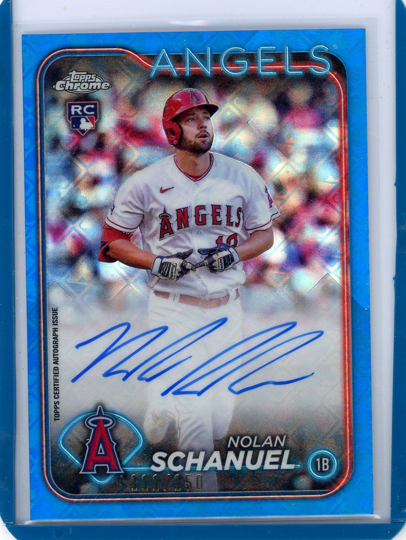 Nolan Schanuel 2024 Topps Chrome Logofractor autograph blue ref. rookie card 