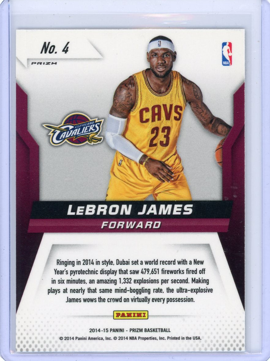 LeBron James 2014-15 Panini Prizm Fireworks silver prizm