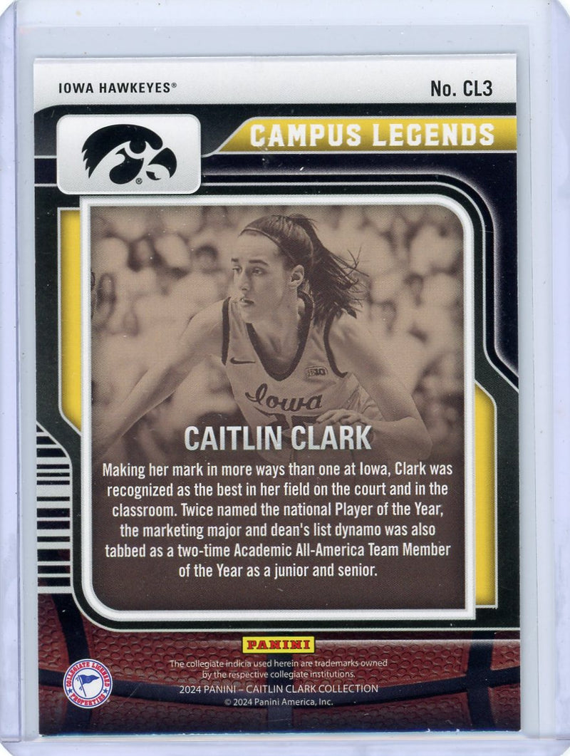 Caitlin Clark 2024 Panini Caitlin Clark Collection Contenders Campus Legends foil 