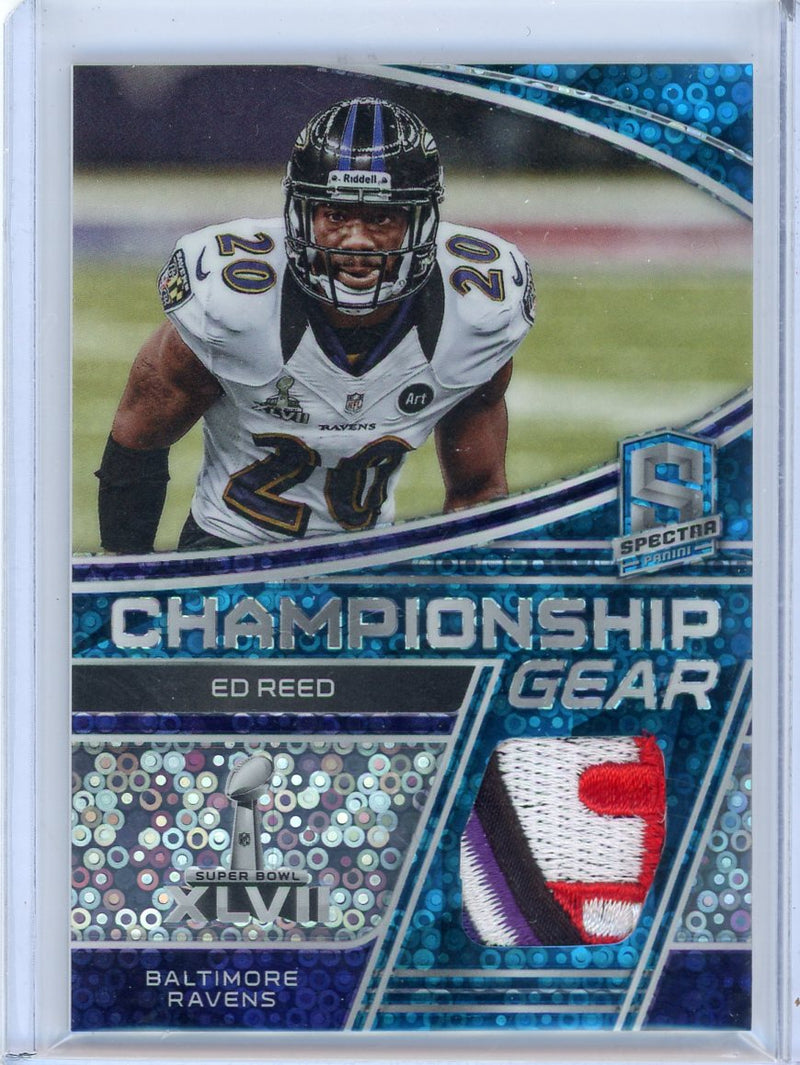 Ed Reed 2022 Panini Spectra Championship Gear Neon Blue Logo Patch 