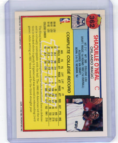 Shaquille O'Neal 1993 Topps Gold rookie card