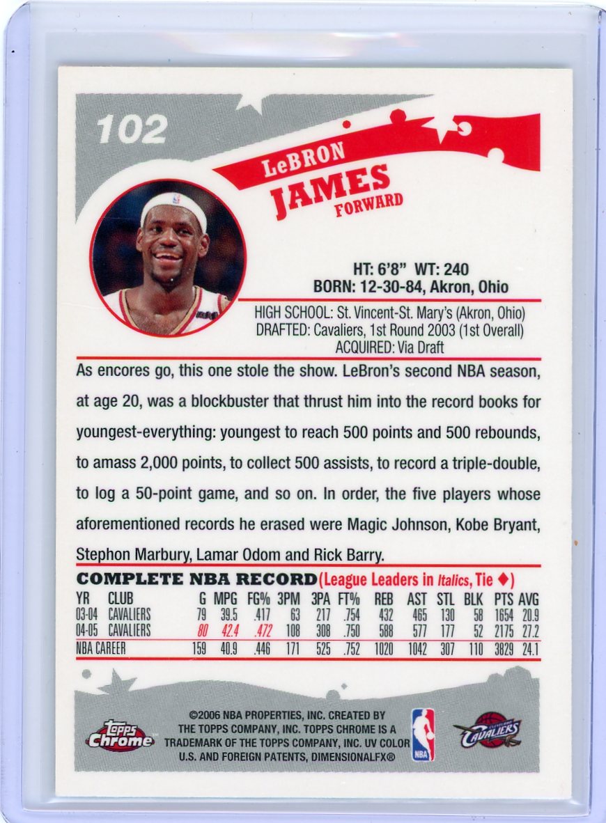 LeBron James 2006 Topps Chrome #102