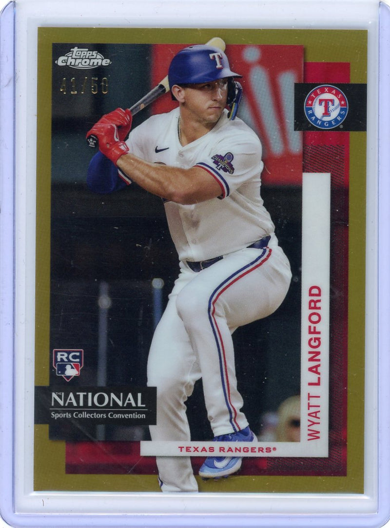 Wyatt Langford 2024 Topps Chrome The National gold ref. rookie card 