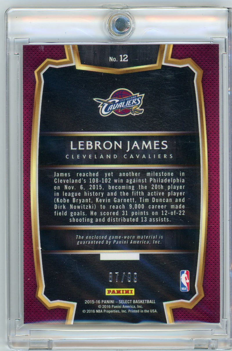 LeBron James 2015-16 Panini Select game-used relic 