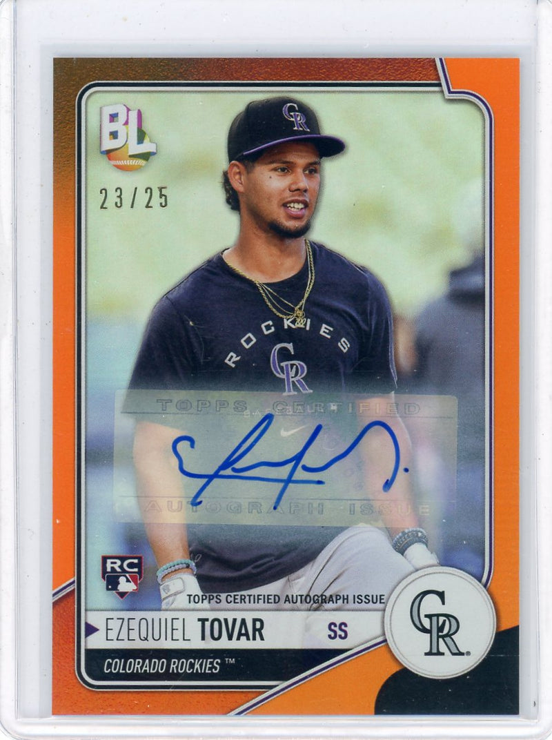 Ezequiel Tovar 2023 Topps Big League orange foil autograph rookie card 