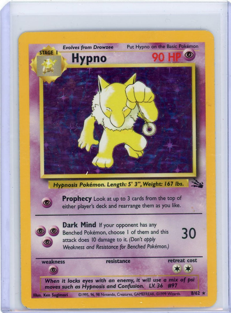 Hypno 1999 Pokemon Fossil rare holo 8/62 HP