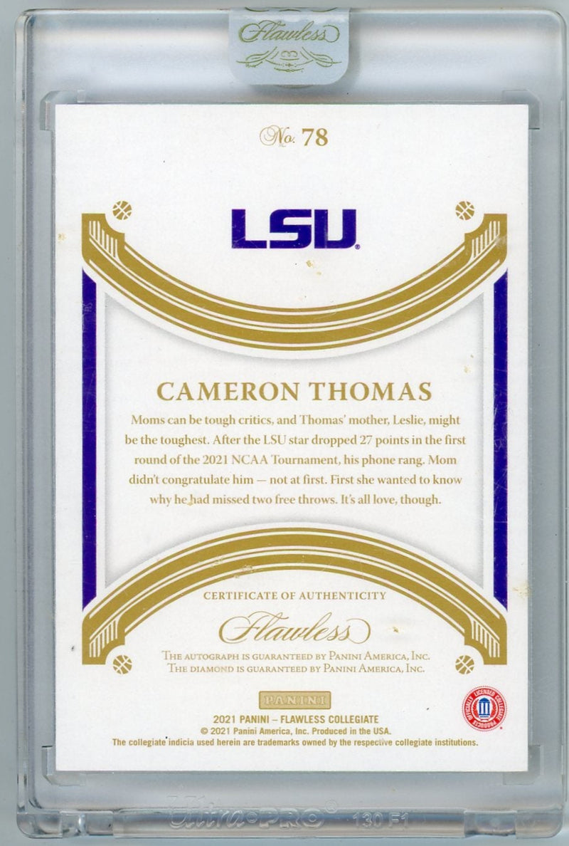 Cameron Thomas 2021 Panini Flawless Collegiate autograph diamond 