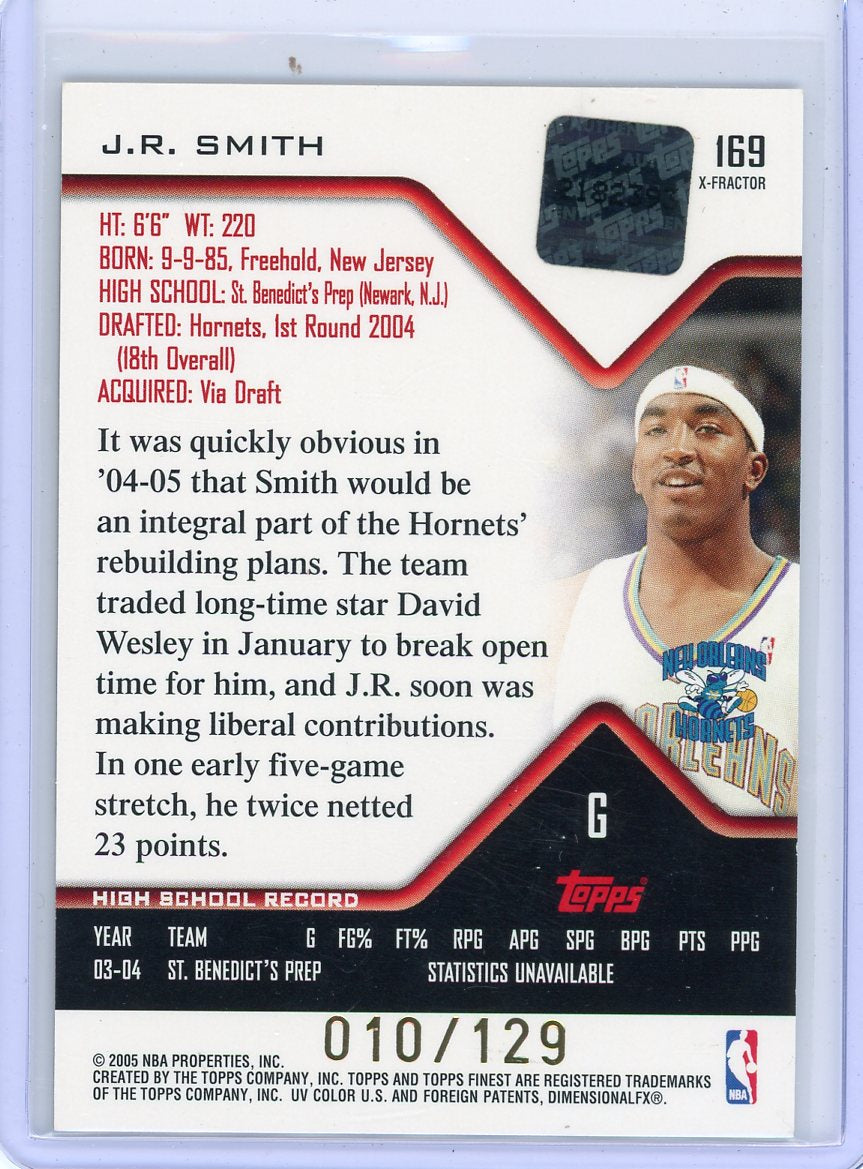 JR Smith 2005 Topps Finest X-Fractor autograph rookie card #'d 010/129