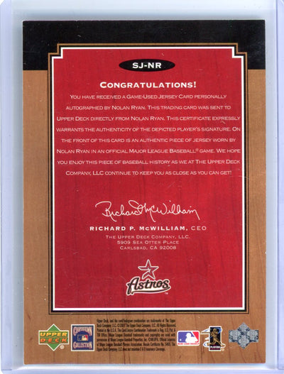 Nolan Ryan 2001 Upper Deck Legends Signed Legendary Game Jerseys