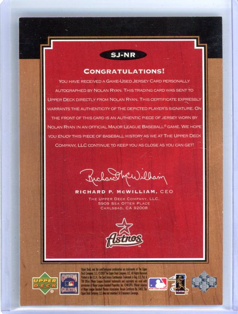 Nolan Ryan 2001 Upper Deck Legends Signed Legendary Game Jerseys