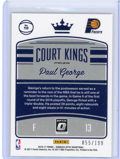 Paul George 2016-17 Panini Donruss Optic Court Kings bronze prizm #'d 055/199