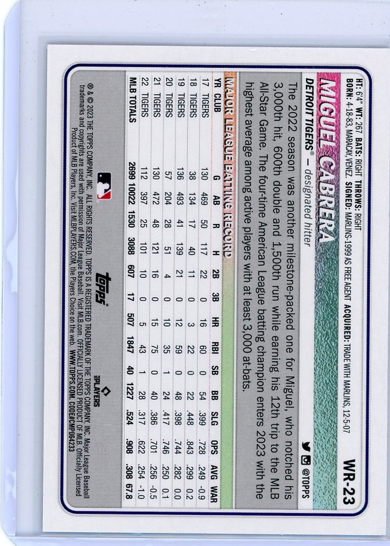 Miguel Cabrera 2023 Topps Big League gold foil 