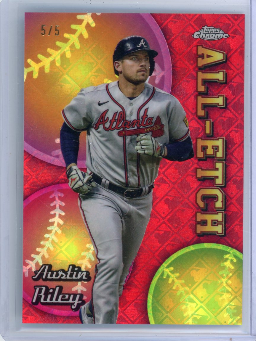 Austin Riley 2024 Topps Chrome Logofractor All-Etch red refractor #'d 5/5