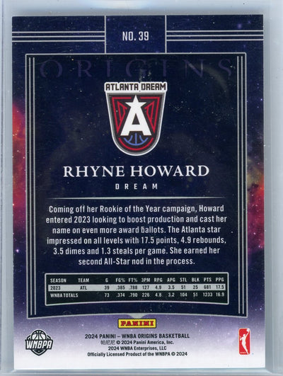 Rhyne Howard 2024 Panini Origins WNBA teal #'d 06/49