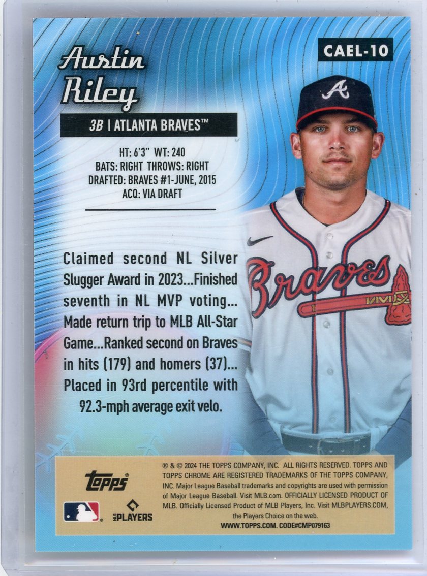 Austin Riley 2024 Topps Chrome Logofractor All-Etch red refractor #'d 5/5