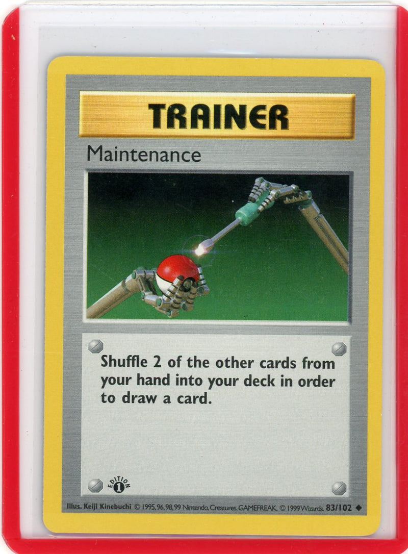 Maintenance Trainer 1999 Pokémon Base Set 1st Edition 83/102