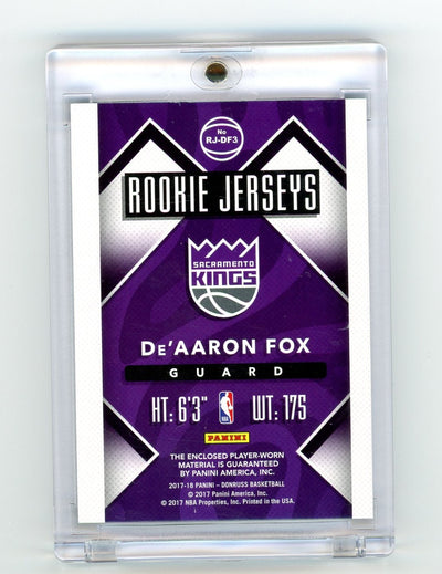 De'Aaron Fox 2017-18 Panini Donruss Rookie Jerseys relic rookie card #'d 20/25