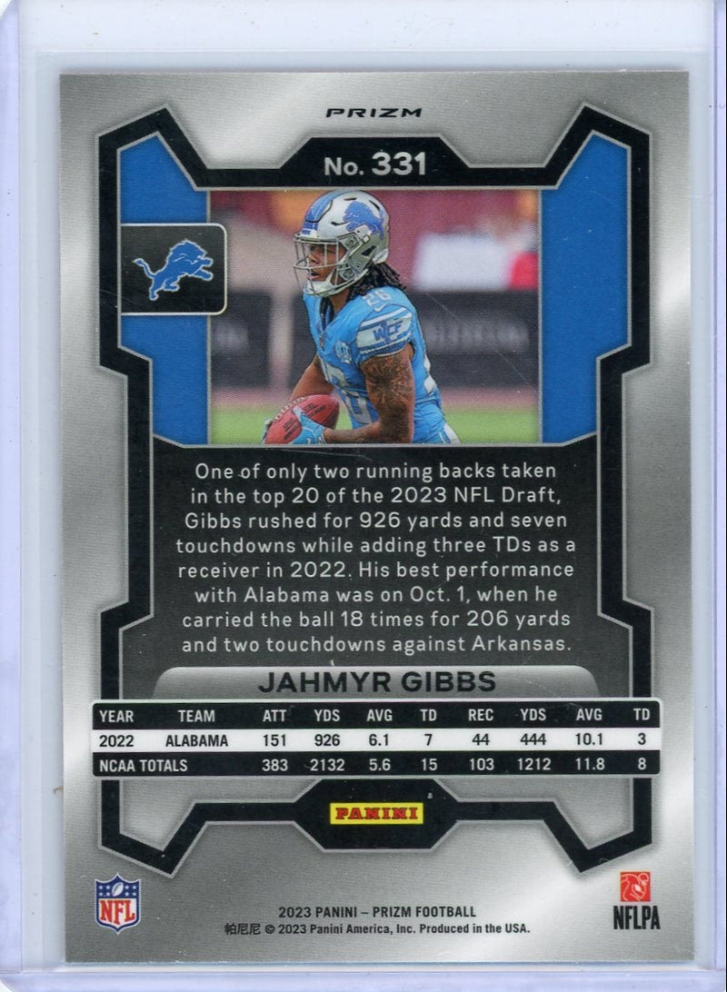 Jahmyr Gibbs 2023 Panini Prizm Lazer Rookie