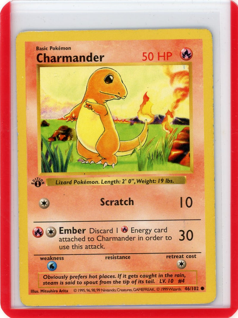 Charmander 1999 Pokémon Base Set 1st Edition 46/102