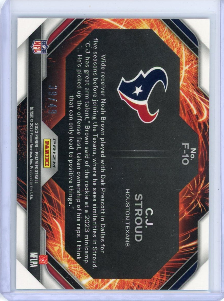 CJ Stroud 2023 Panini Prizm Fireworks Purple Power Rookie #'d 39/49