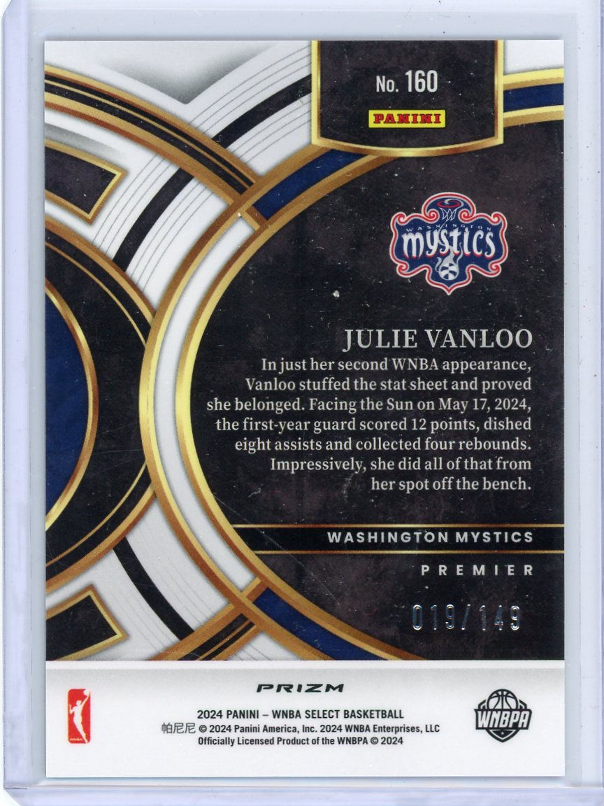 Julie Vanloo 2024 Panini Select WNBA purple prizm rookie card #'d 019/149