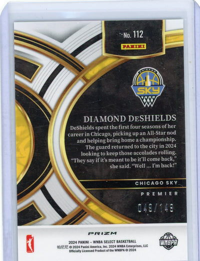 Diamond DeShields 2024 Panini Select WNBA purple prizm #'d 049/149