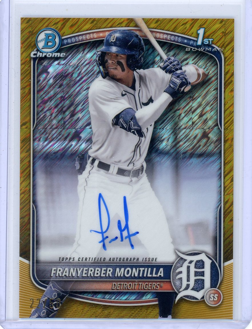 Franyerber Montilla 2025 1st Bowman Chrome gold shimmer ref. auto #'d 22/50