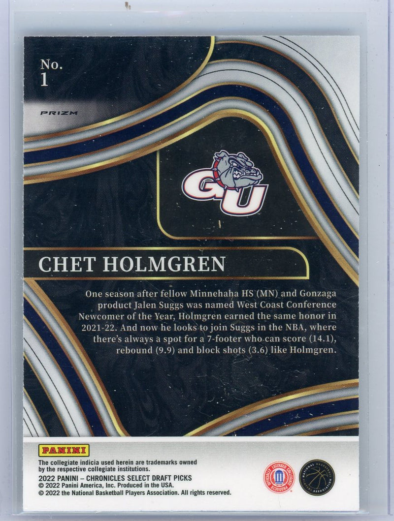 Chet Holmgren 2022 Panini Chronicles Select Draft Picks silver prizm rookie card