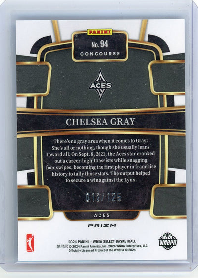 Chelsea Gray 2024 Panini Select WNBA light blue disco prizm #'d 012/125