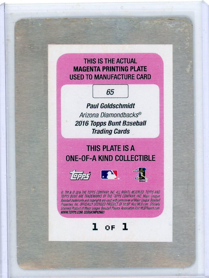 Paul Goldschmidt 2016 Topps Bunt Magenta Printing Plate 