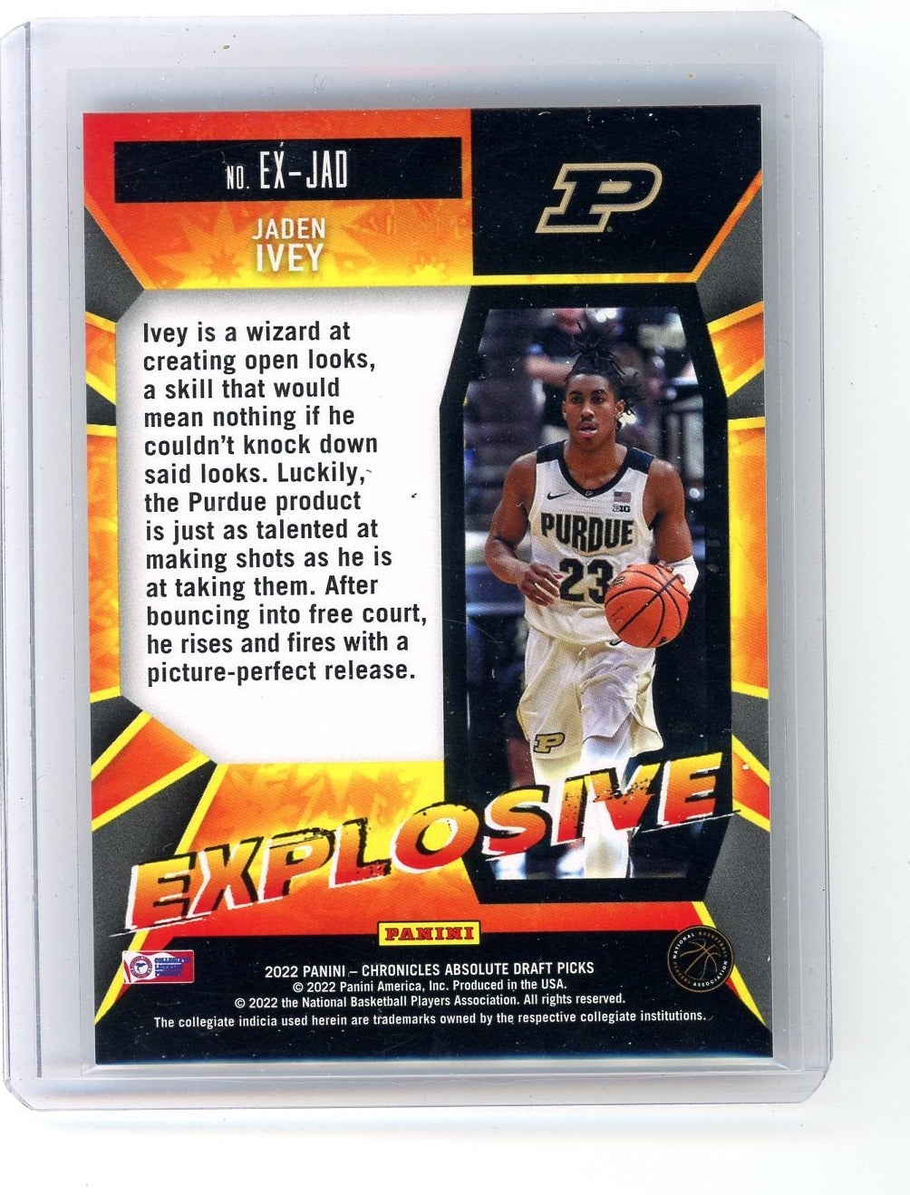 Jaden Ivey 2022 Panini Chronicles Absolute Draft Picks Explosive SSP