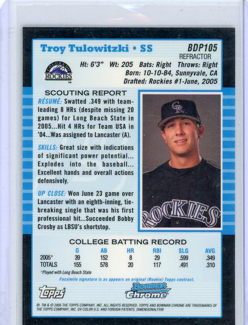 Troy Tulowitzki 2006 1st Bowman Chrome refractor