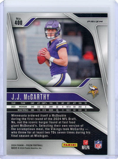 JJ McCarthy 2024 Panini Prizm Disco Prizm Rookie Card