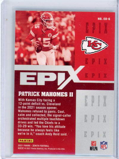 Patrick Mahomes II 2021 Panini Zenith Epix Play red #'d 94/99