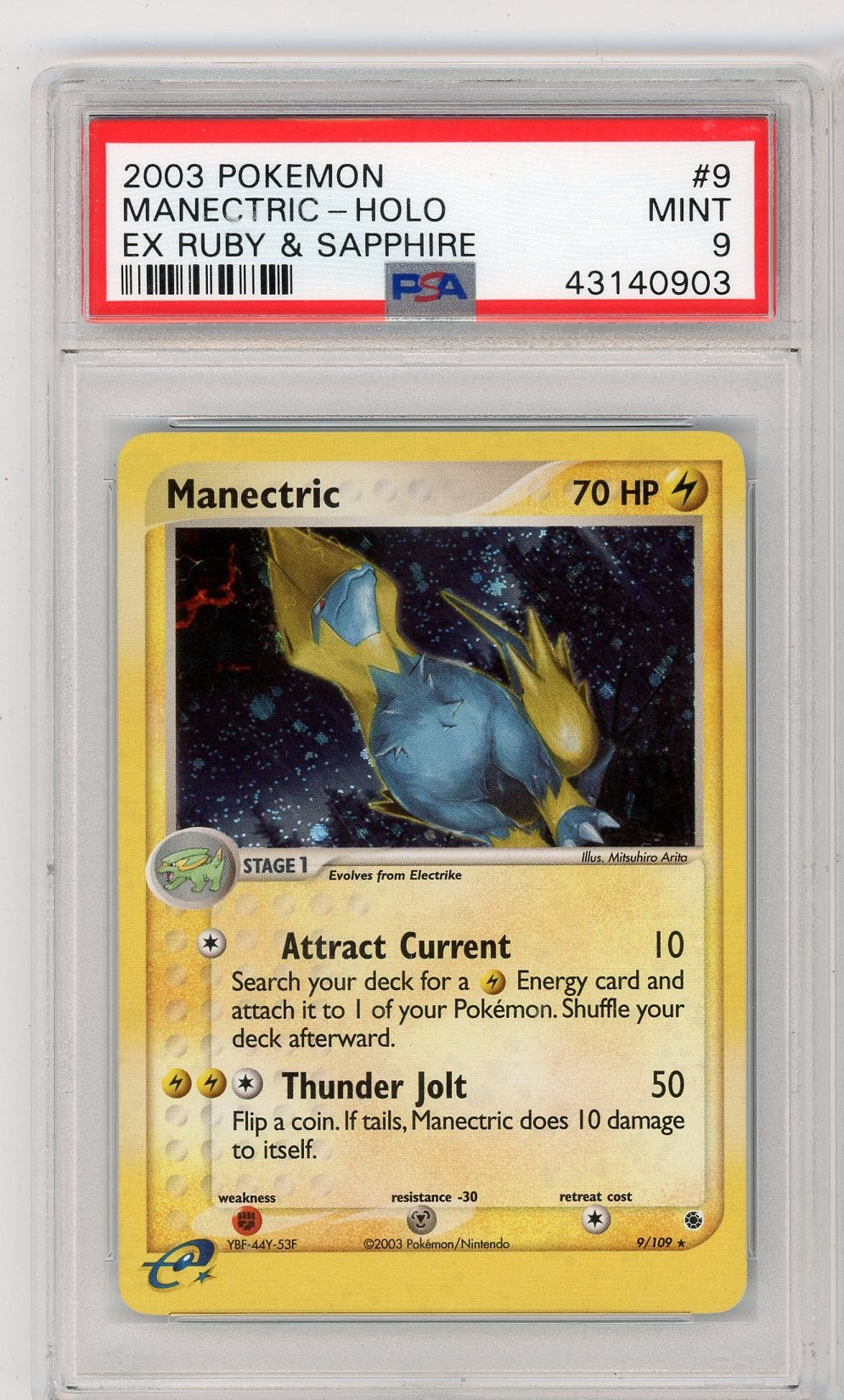 Manectric 2003 Pokemon EX Ruby & Sapphire holo #9/109 PSA 9