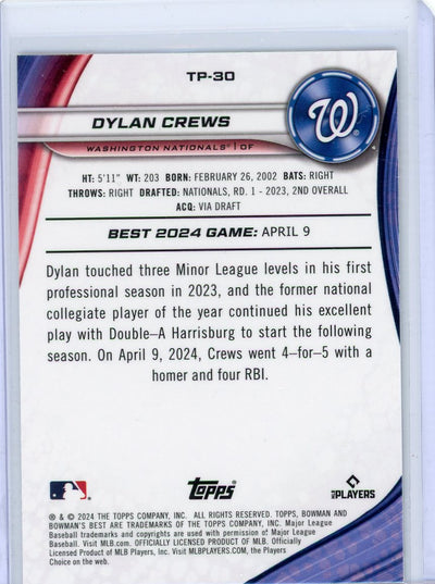 Dylan Crews 2024 Bowman's Best mini diamond ref. #'d 029/299