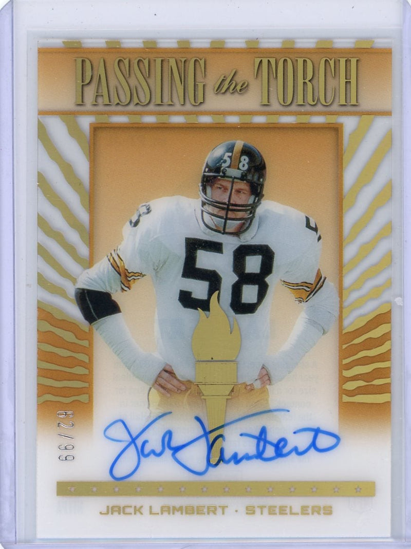 Jack Lambert 2022 Panini Clearly Donruss Passing the Torch Autograph 