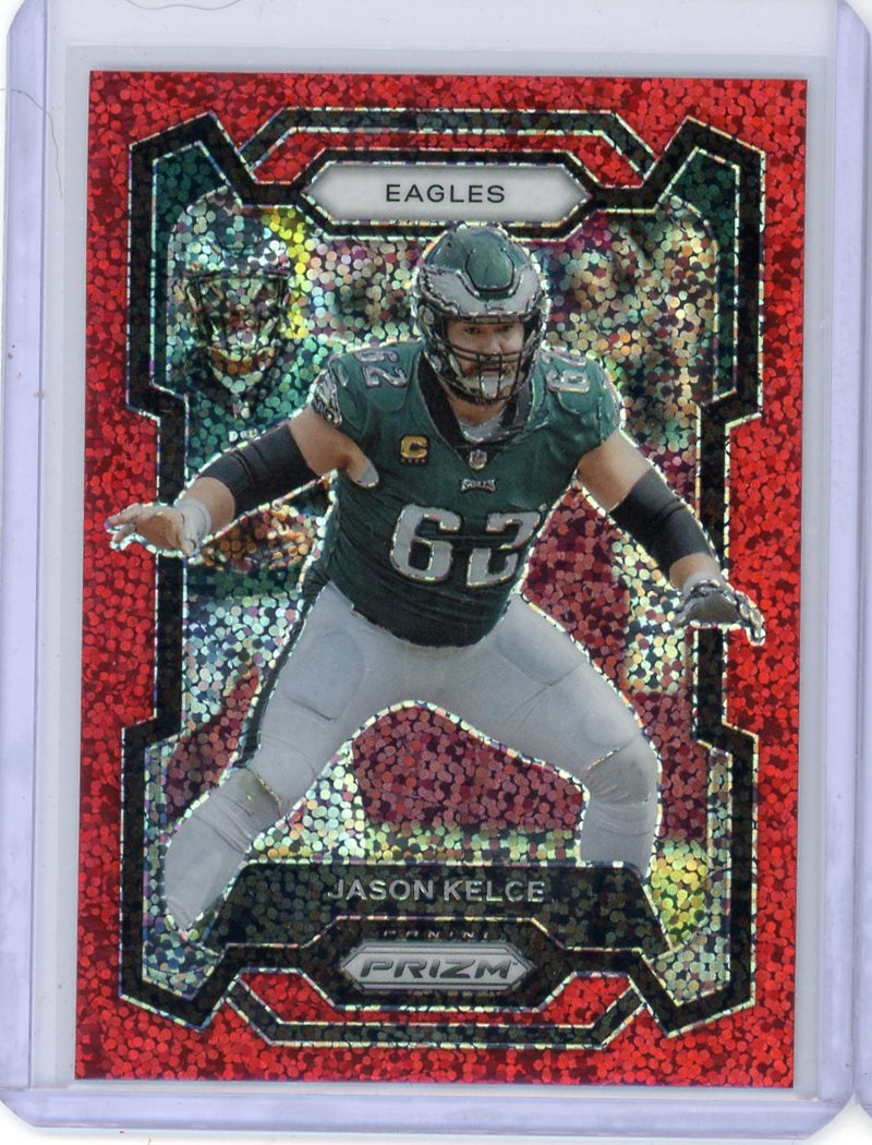 Jason Kelce 2023 Panini Prizm Red Sparkle SP