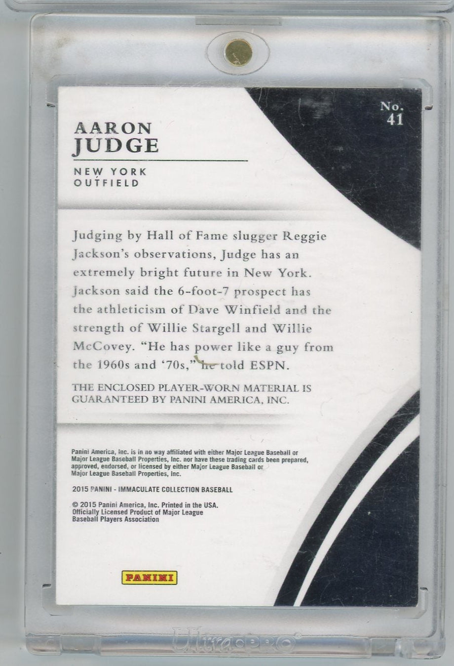 Aaron Judge 2015 Immaculate Patch #’d 04/99