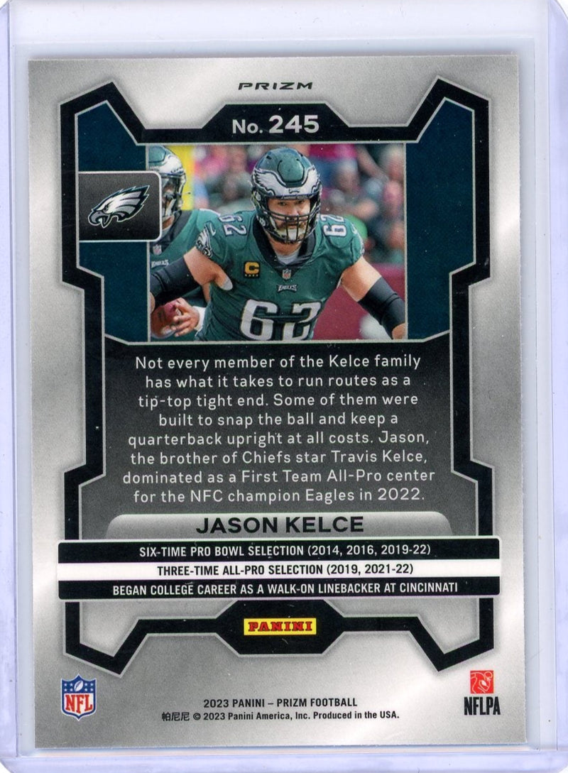 Jason Kelce 2023 Panini Prizm Red Sparkle SP
