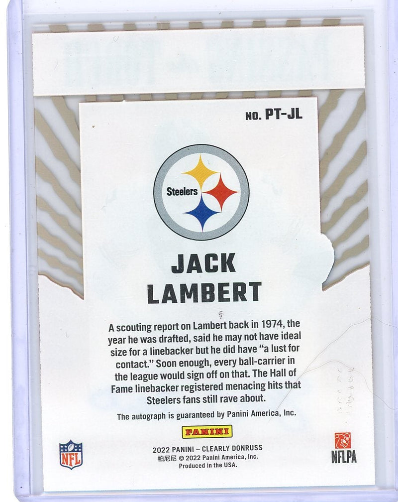 Jack Lambert 2022 Panini Clearly Donruss Passing the Torch Autograph 