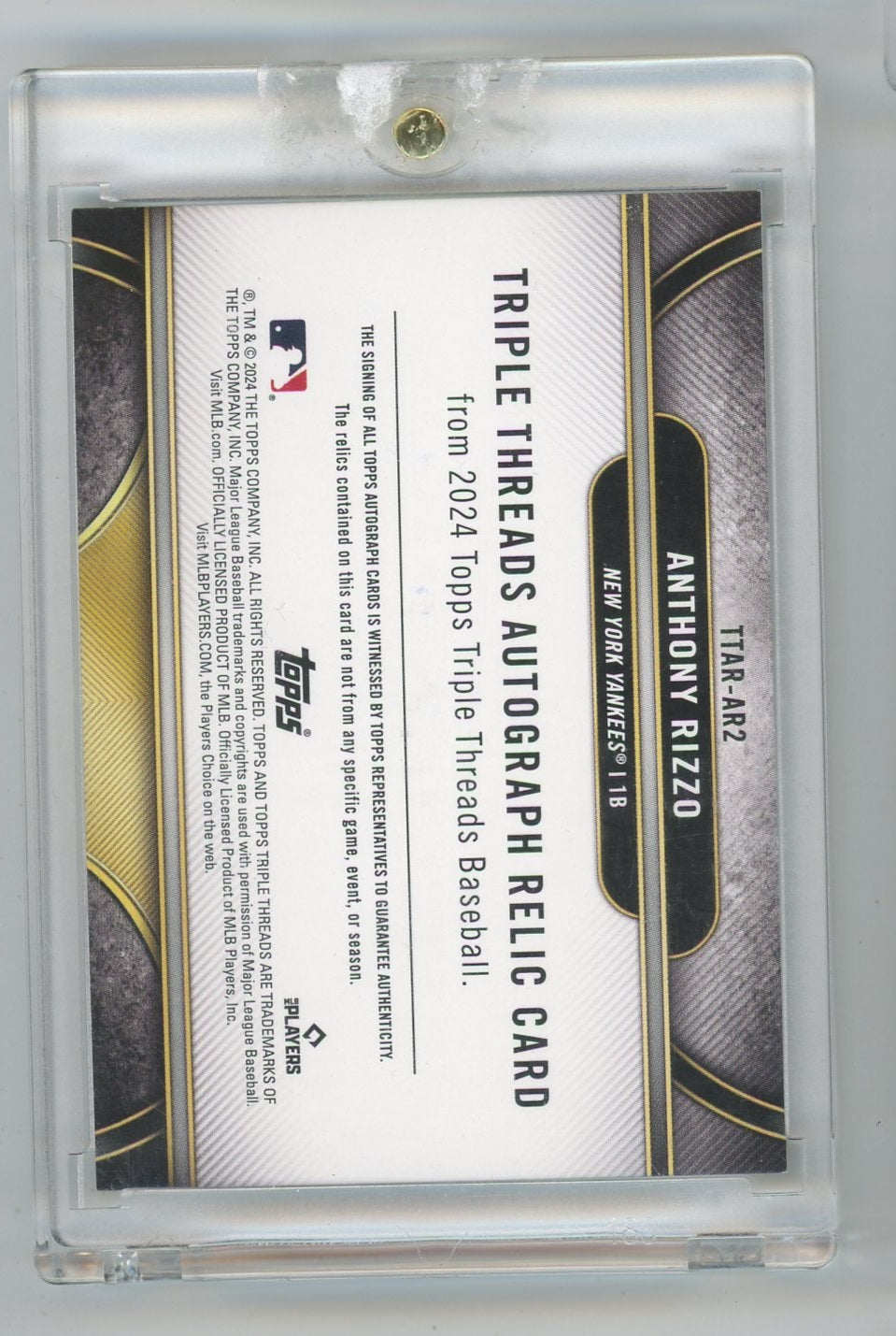 Anthony Rizzo 2024 TOPPS Triple Threads Patch Auto #’d 10/18