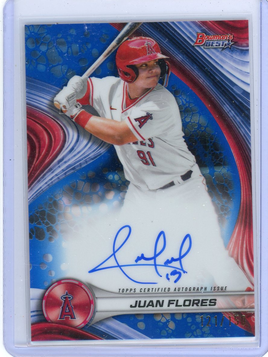 Juan Flores 2024 Bowman's Best autograph blue ref. #'d 121/150