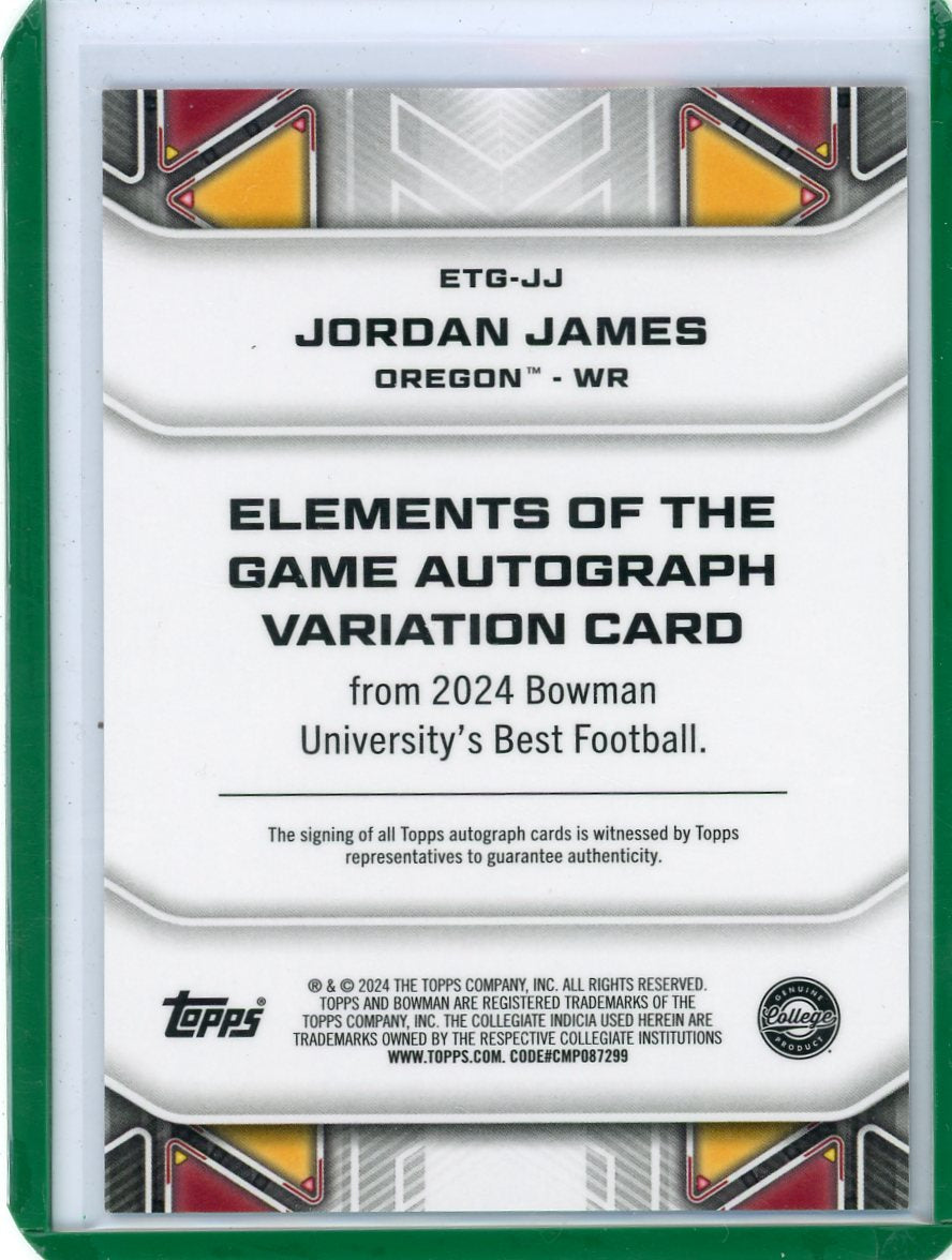 Jordan James 2024 Bowman Best U Elements of the Game Red Refractor Auto #'d 5/10