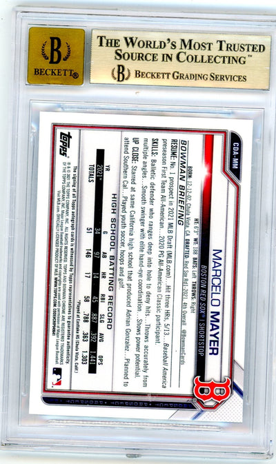 Marcelo Mayer 2021 Bowman Chrome Draft 1st Bowman Auto Blue #’d 006/150 BGS 9.5