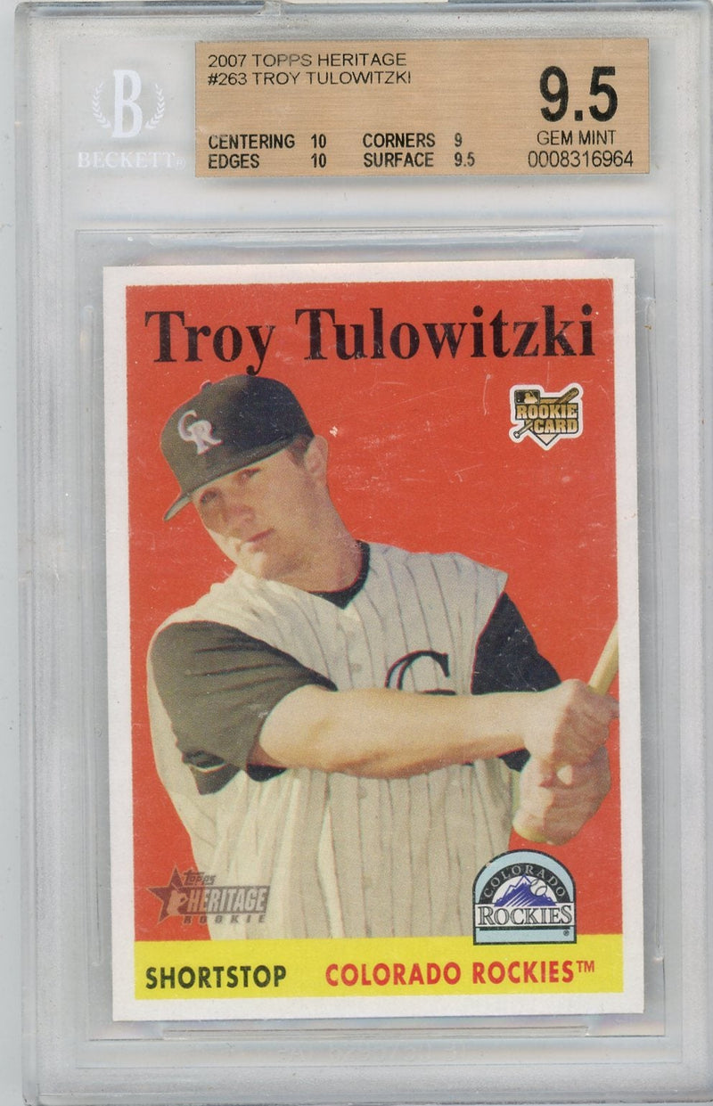 Troy Tulowitzki 2006 Topps Heritage rookie card BGS 9.5