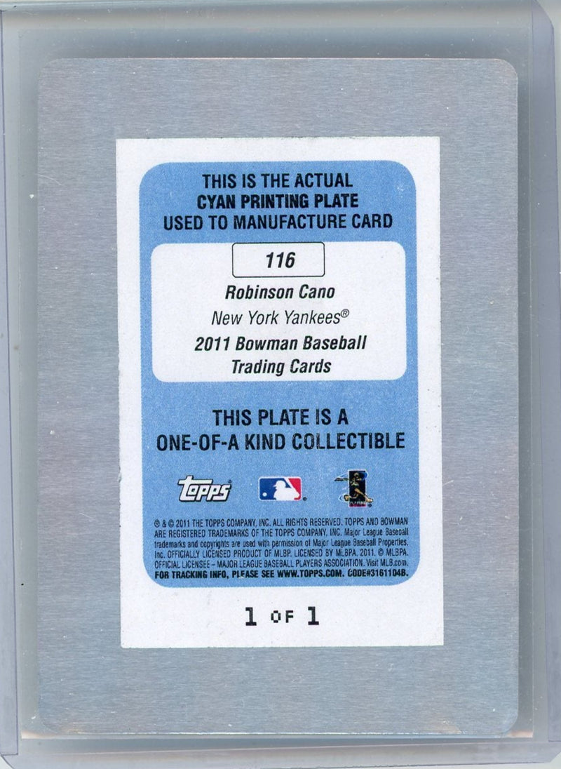 Robinson Cano 2011 Bowman Cyan Printing Plate 
